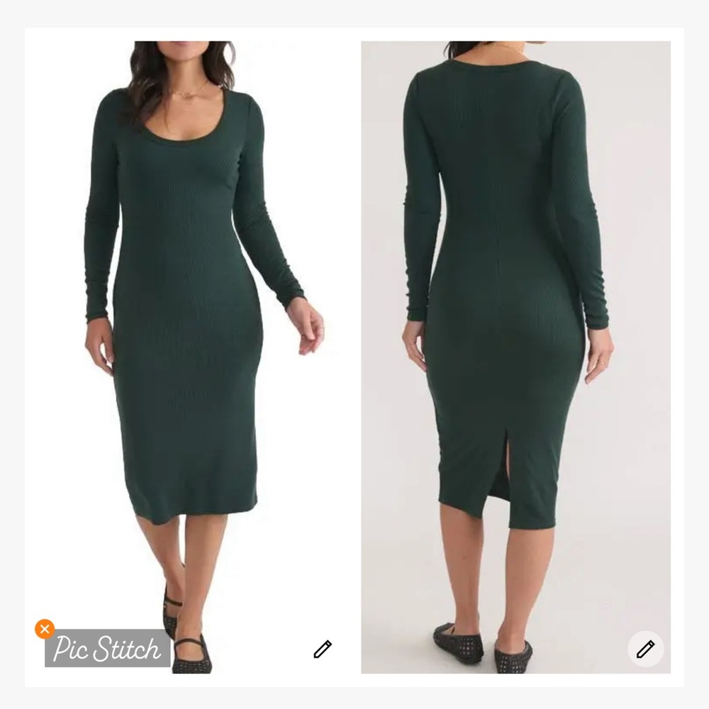 Marine Layer Lexi Midi Dress Long Sleeve Green